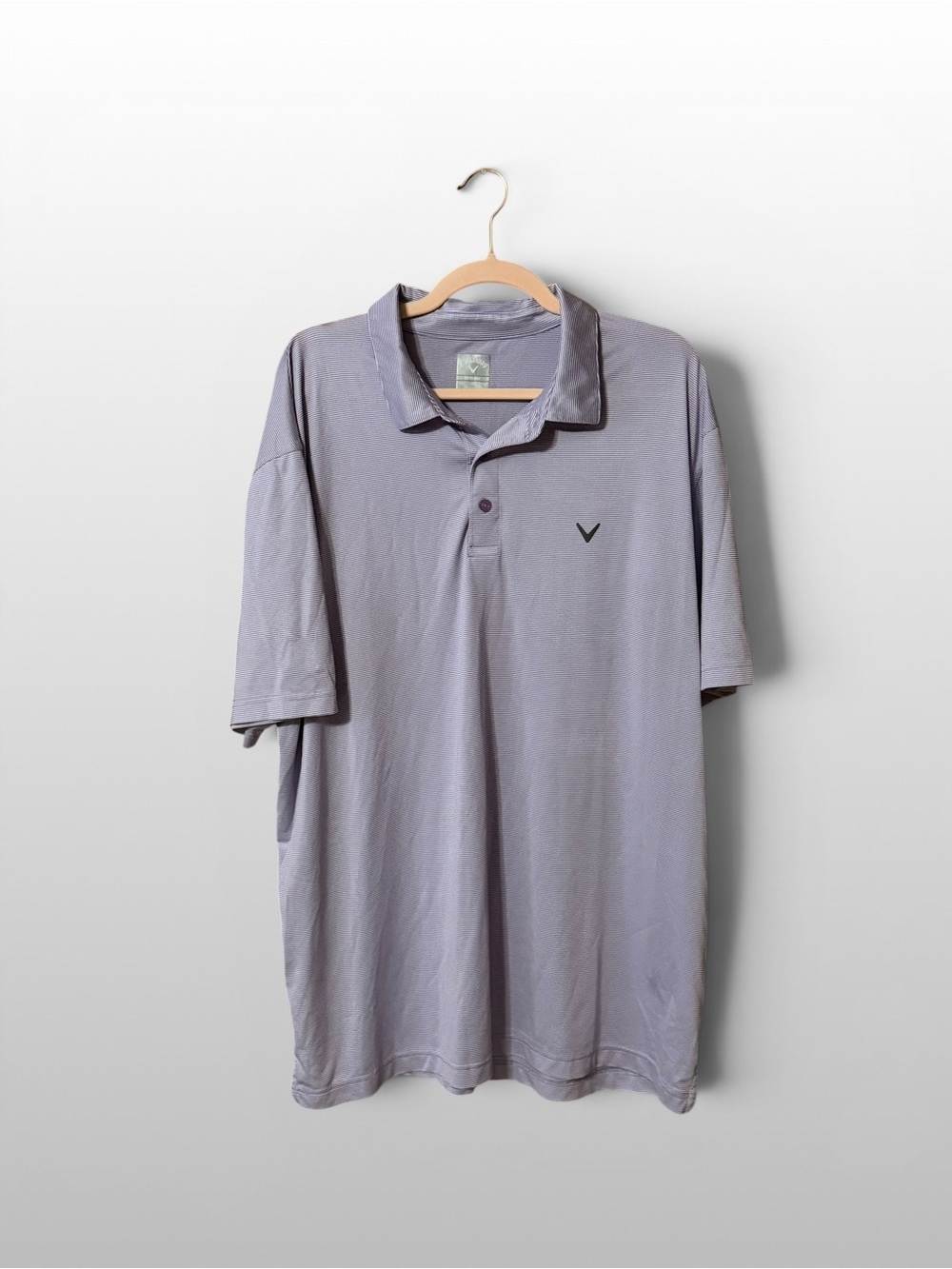 Callaway Opti Dri Polo Shirt XXL Purple Stripe Golf Performance Stretch